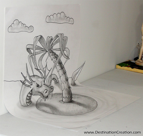 Anamorphic 3D Drawing: Serpent Island